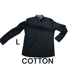 KLAUSS BOEHLER Dress Shirt Size Large Black with Pattern Contrast Paisley Collar